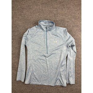 Under Armour Pullover Womens Large Blue Heather HeatGear Quarter Zip Loose Fit